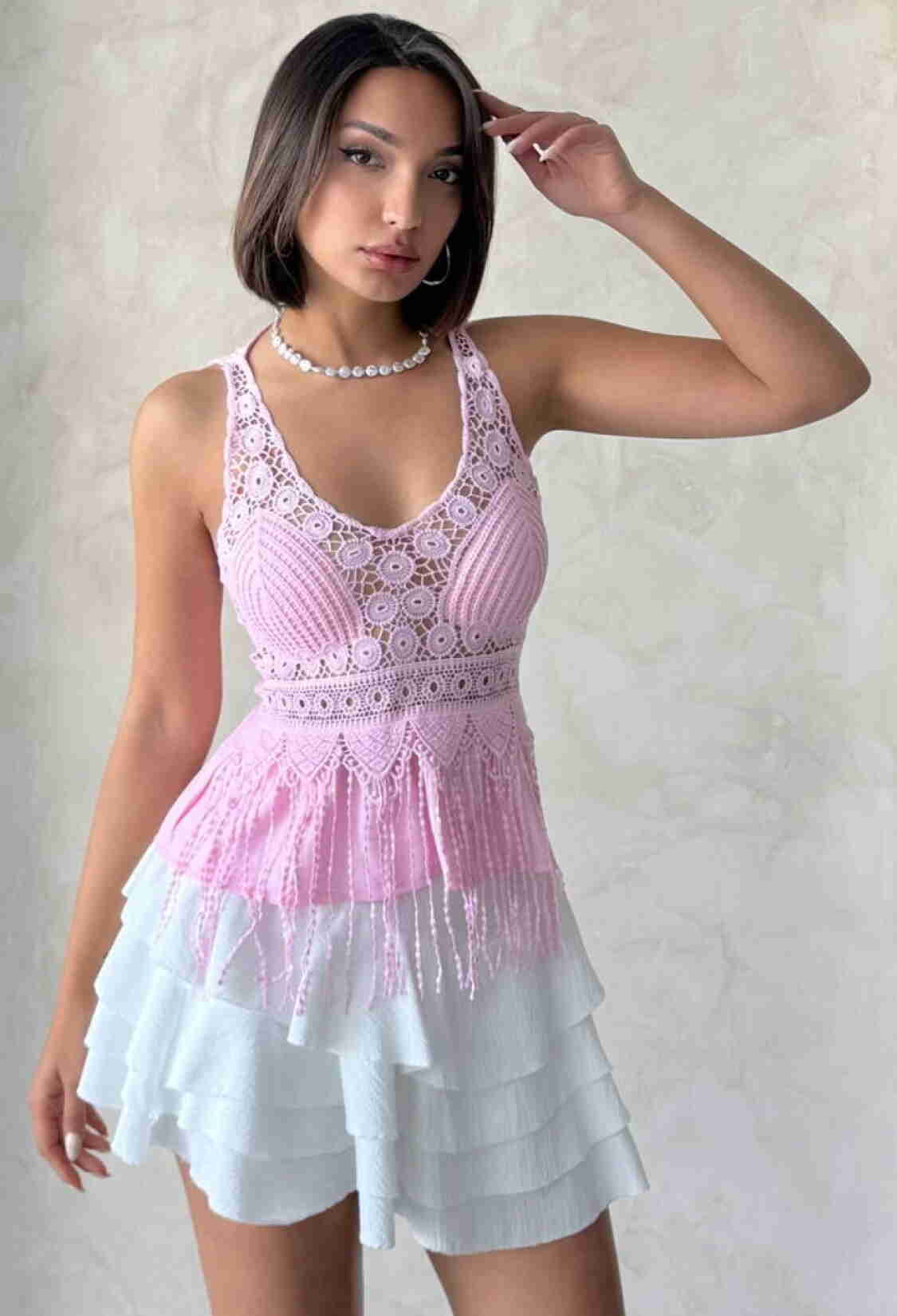 Wholesale BlouseWith Guipure Detailed Strap