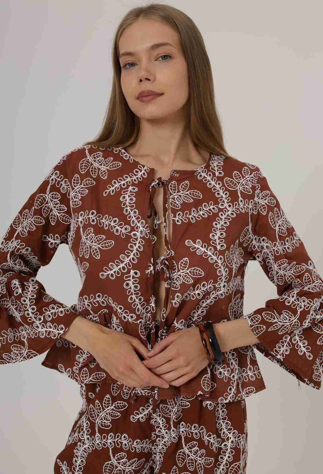 Bow Tie Embroidered Blouse - Brand: Reyon - Women & Kids, Baby Clothes Wholesale - TheBS Women
