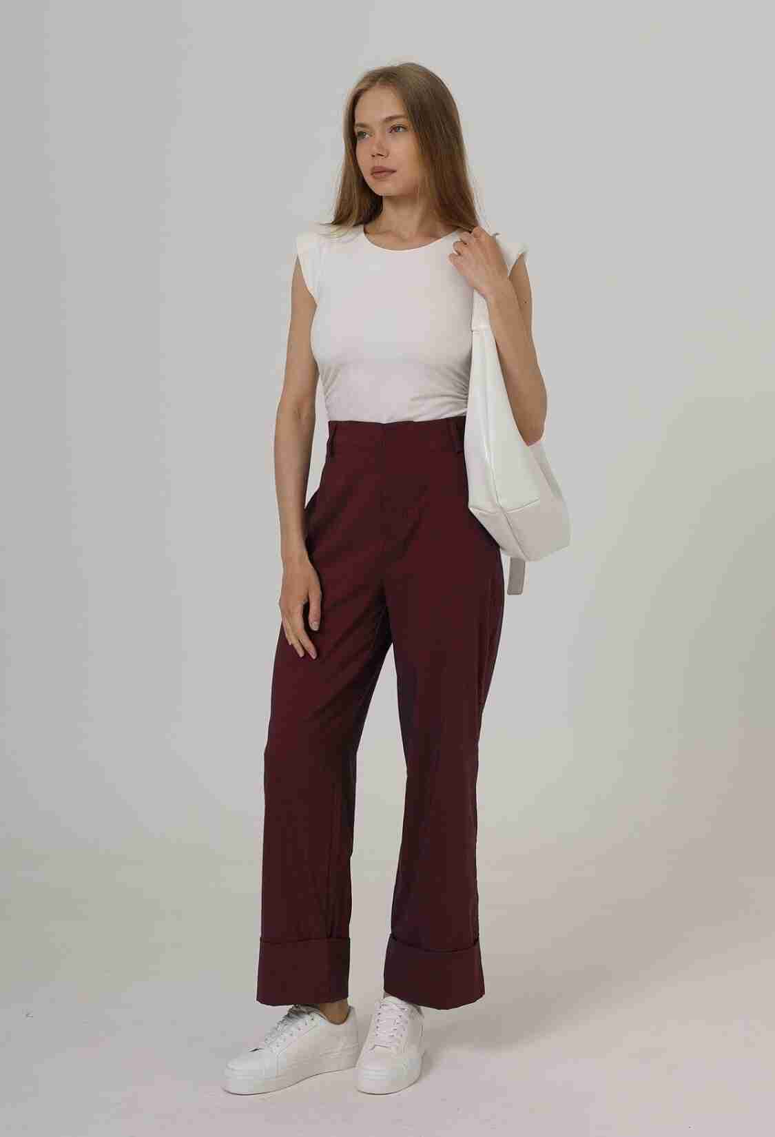 Double Leg Pants - Burgundy - Brand: Reyon - Women & Kids, Baby Clothes Wholesale - TheBS Women