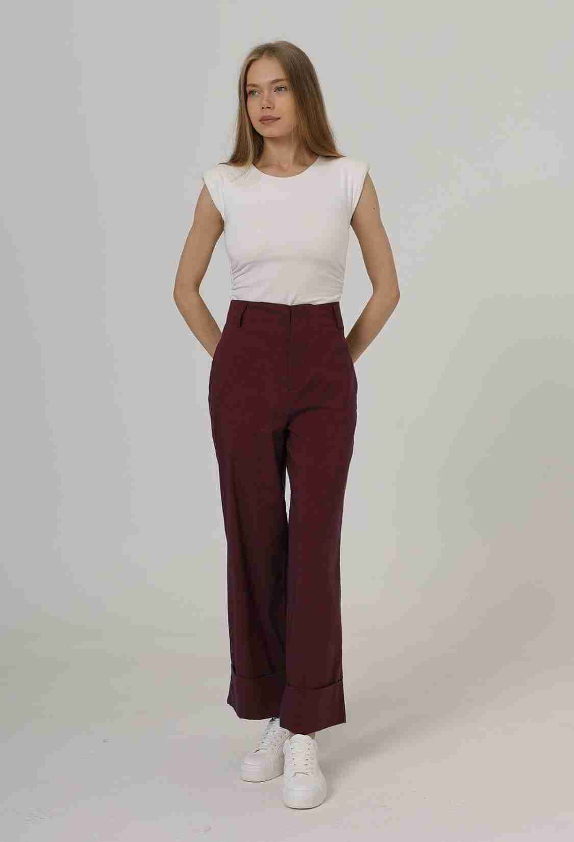 Double Leg Pants - Burgundy - Brand: Reyon - Women & Kids, Baby Clothes Wholesale - TheBS Women