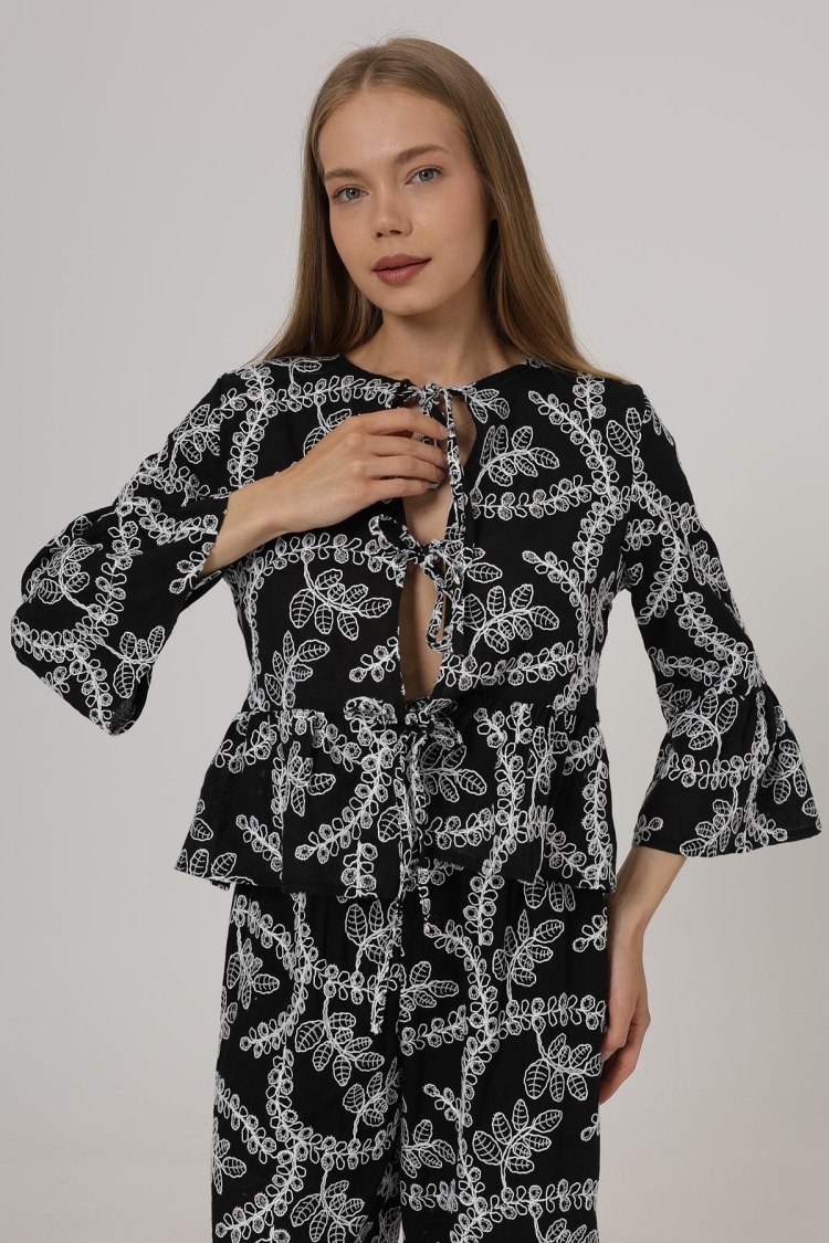 Bow Tie Embroidered Blouse - Brand: Reyon - Women & Kids, Baby Clothes Wholesale - TheBS Women