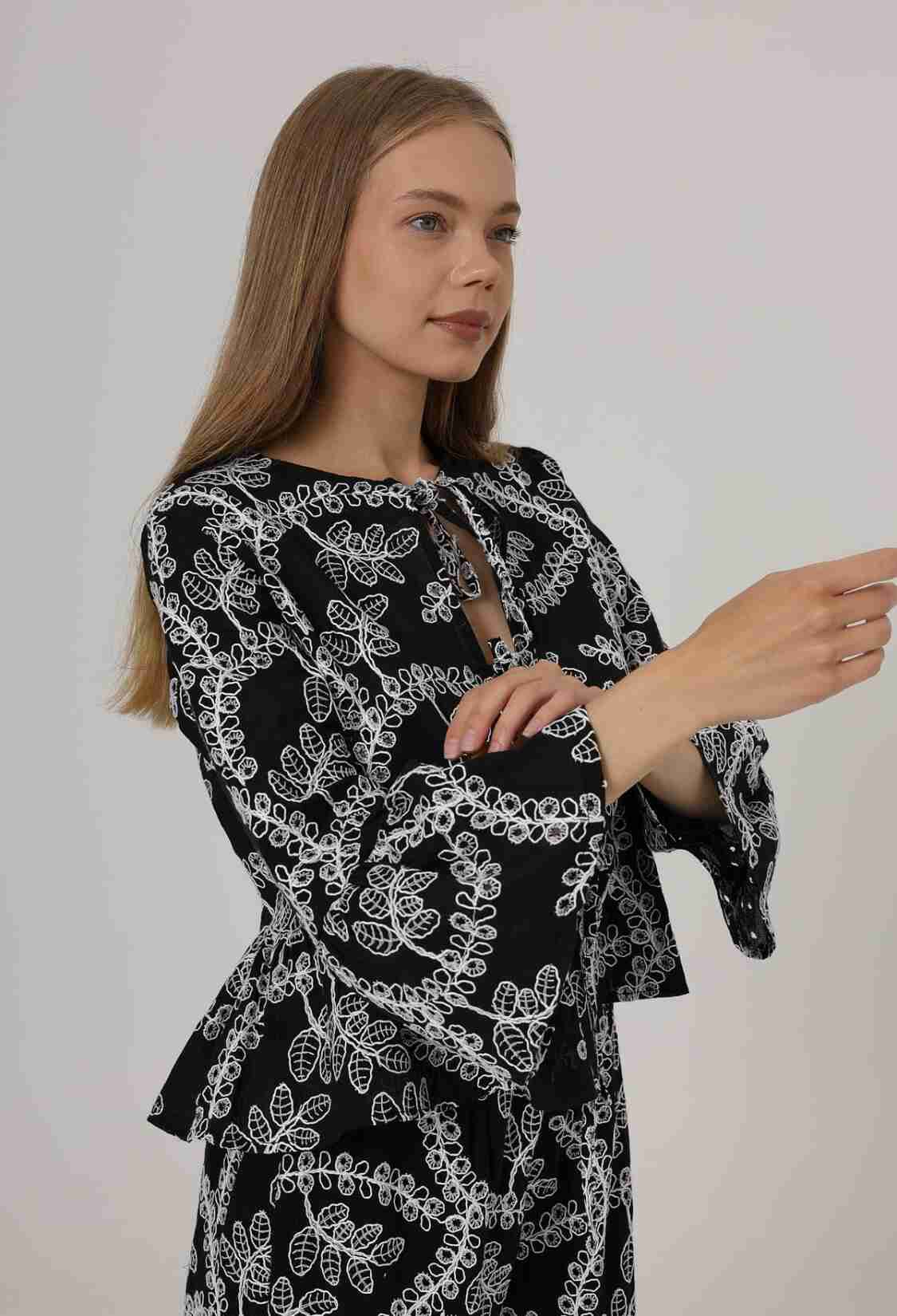Bow Tie Embroidered Blouse - Brand: Reyon - Women & Kids, Baby Clothes Wholesale - TheBS Women