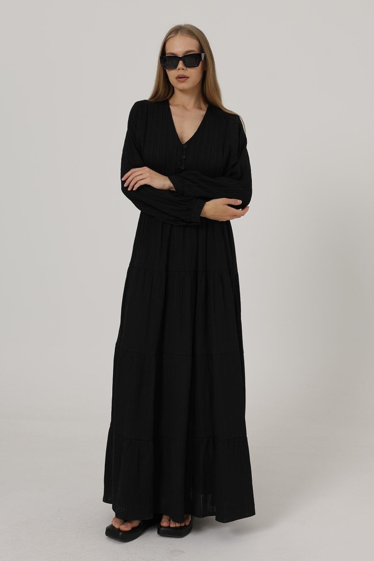 Half Button Front Long Sleeve Belted Dress - Brand: Reyon - Women & Kids, Baby Clothes Wholesale - TheBS Women