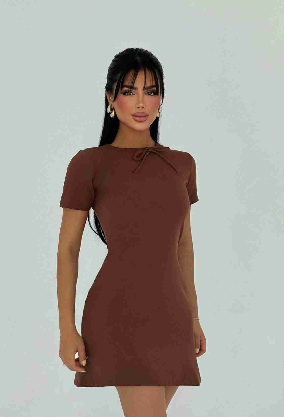 Elegant A-Line Mini Dress With Short Sleeves - Brand: EYYO ATELIER - Women & Kids, Baby Clothes Wholesale - TheBS Women