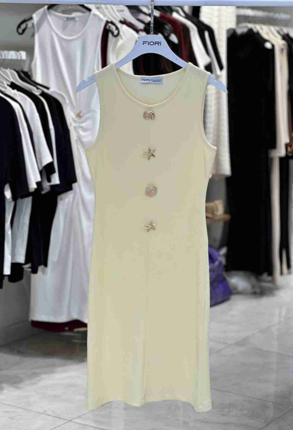 Beige Bodycon Dress With Cap Sleeves - Brand: Fiori - Women & Kids, Baby Clothes Wholesale - TheBS Women