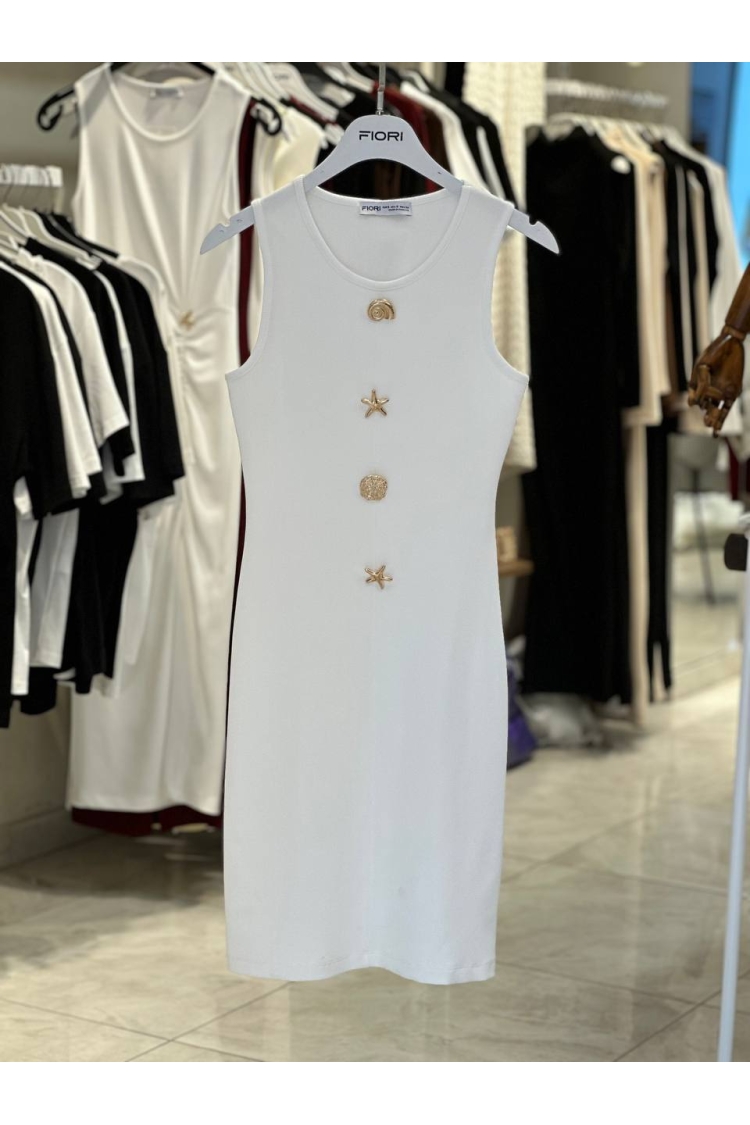 White Glam Bodycon Dress With Cap Sleeves - Brand: Fiori - Women & Kids, Baby Clothes Wholesale - TheBS Women