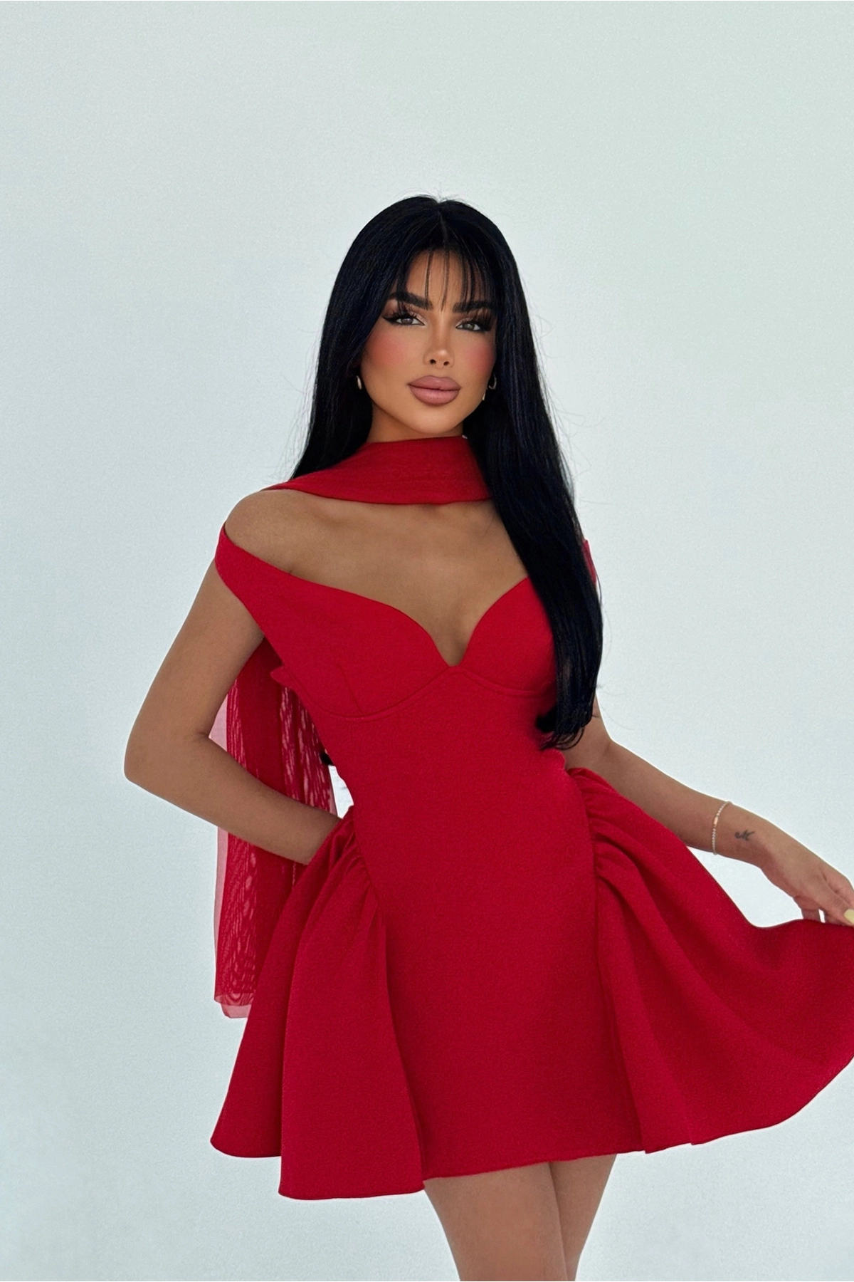 Red Sexy Elegant Fit And Flare Mini Dress - Brand: EYYO ATELIER - Women & Kids, Baby Clothes Wholesale - TheBS Women