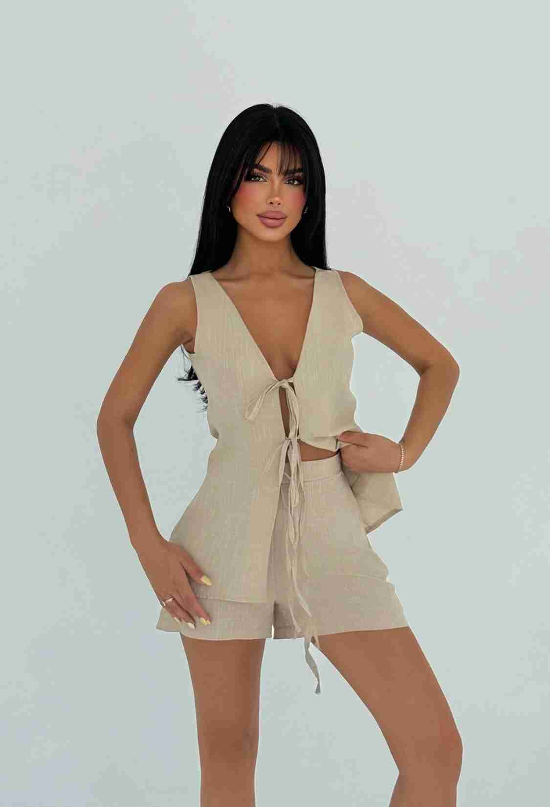 Stylish Slim Fit Sleeveless Tie Set - Brand: EYYO ATELIER - Women & Kids, Baby Clothes Wholesale - TheBS Women