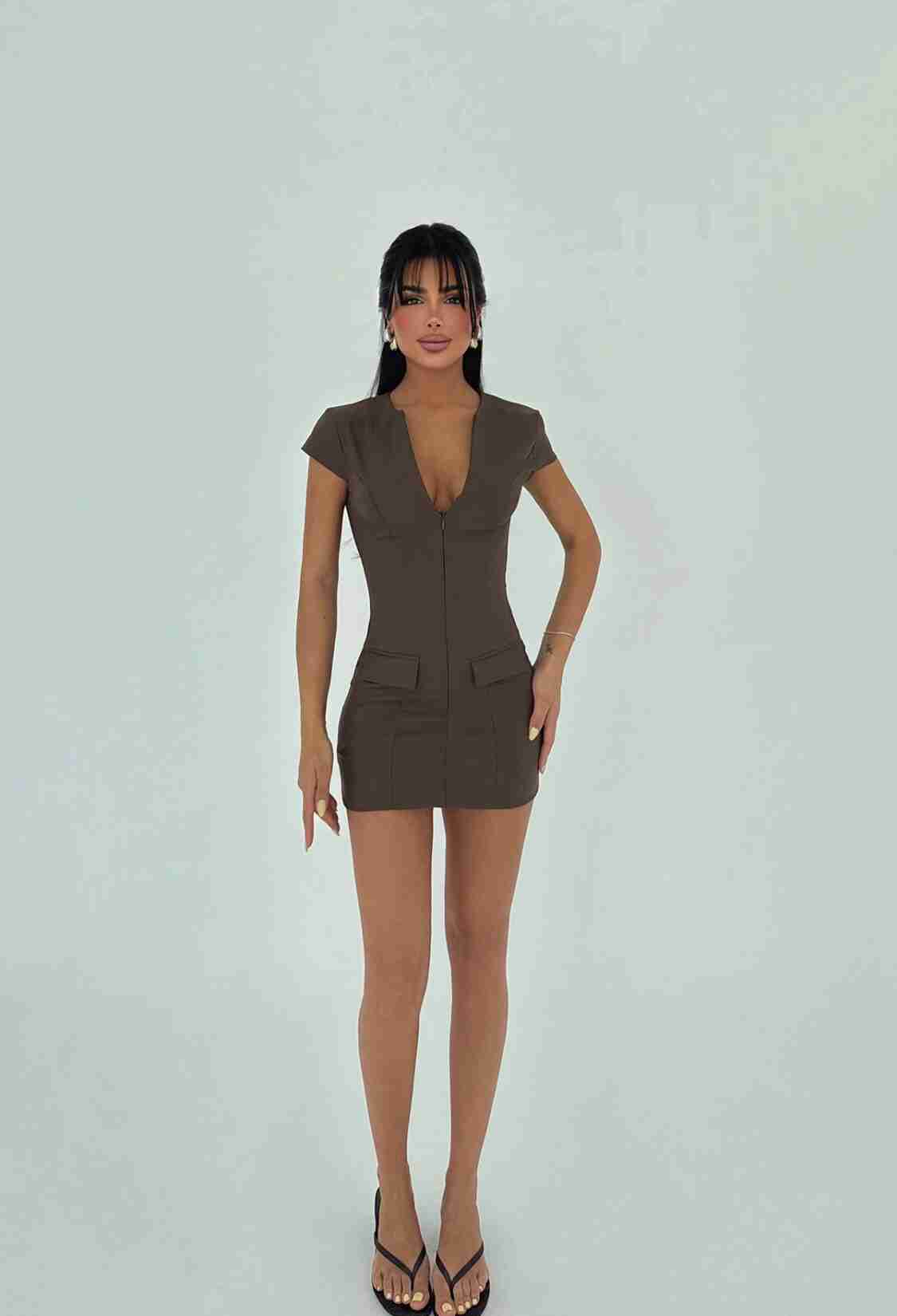 Sexy Bodycon V-Neck Mini Dress - Brand: EYYO ATELIER - Women & Kids, Baby Clothes Wholesale - TheBS Women