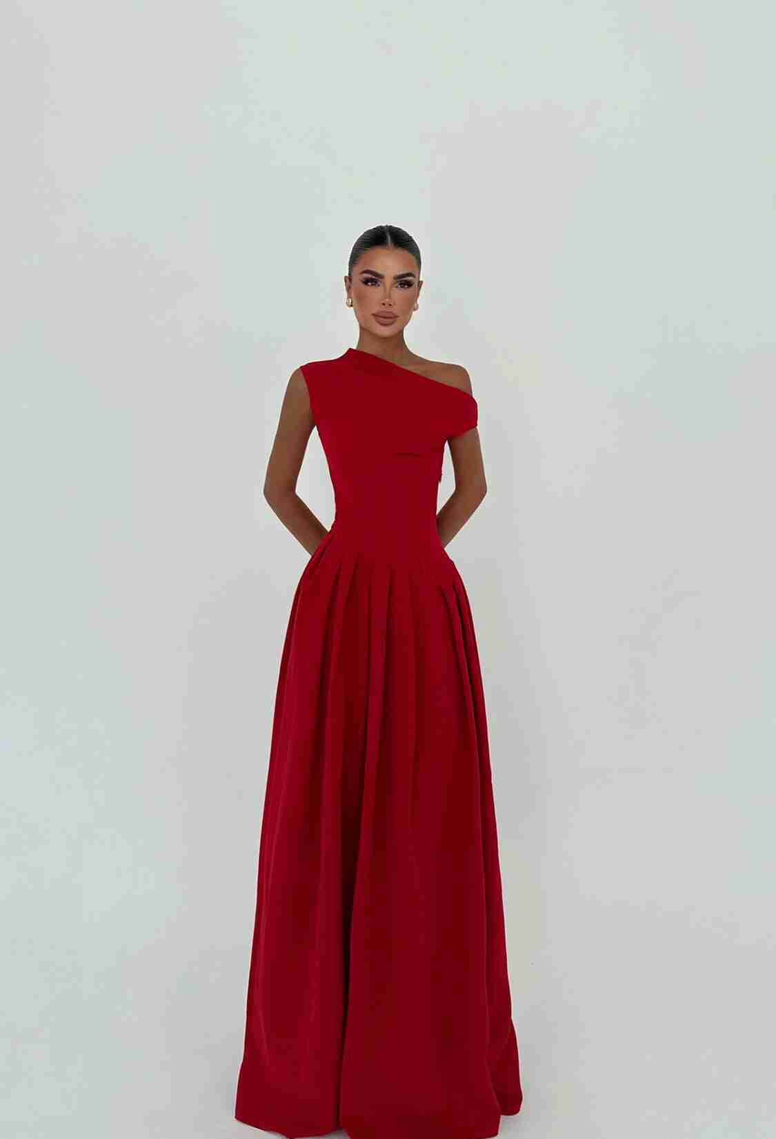 Elegant A-Line Dress With One Shoulder Neck - Brand: EYYO ATELIER - Women & Kids, Baby Clothes Wholesale - TheBS Women