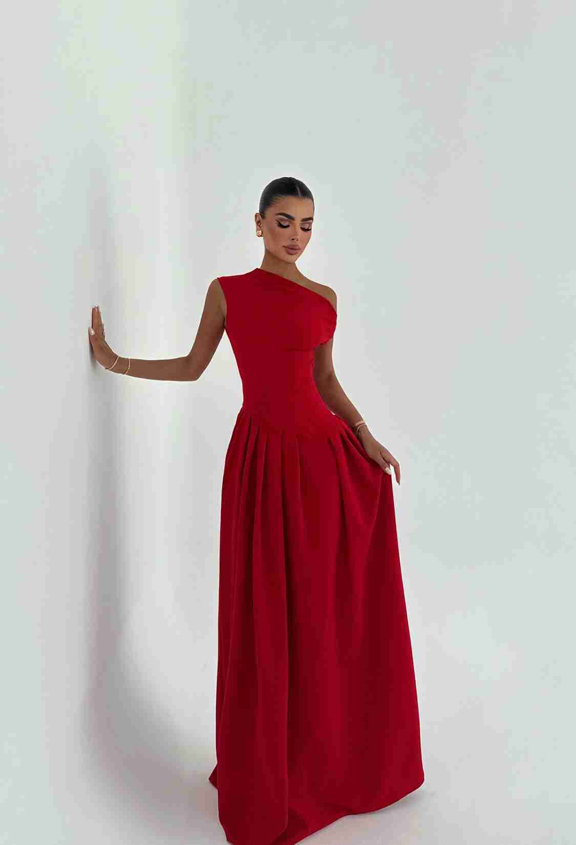 Elegant A-Line Dress With One Shoulder Neck - Brand: EYYO ATELIER - Women & Kids, Baby Clothes Wholesale - TheBS Women