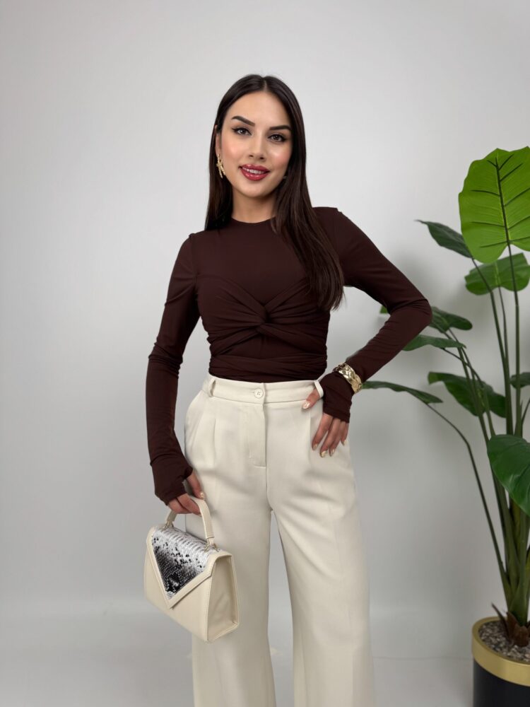 Elegant Fitted Bodysuit With Long Sleeves - Brand: Miss Janell - Women & Kids, Baby Clothes Wholesale - TheBS Women