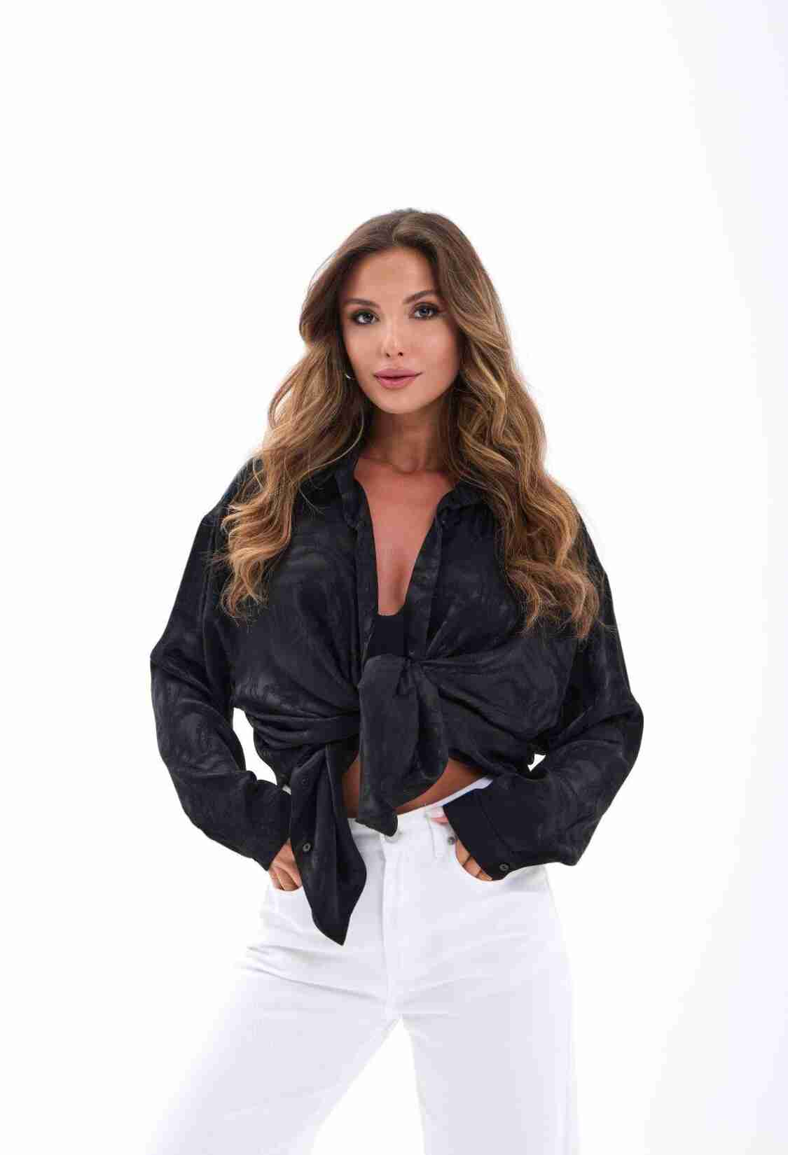 Oversized Paisley Shirt With Tie Closure - Brand: Fame - Women & Kids, Baby Clothes Wholesale - TheBS Women