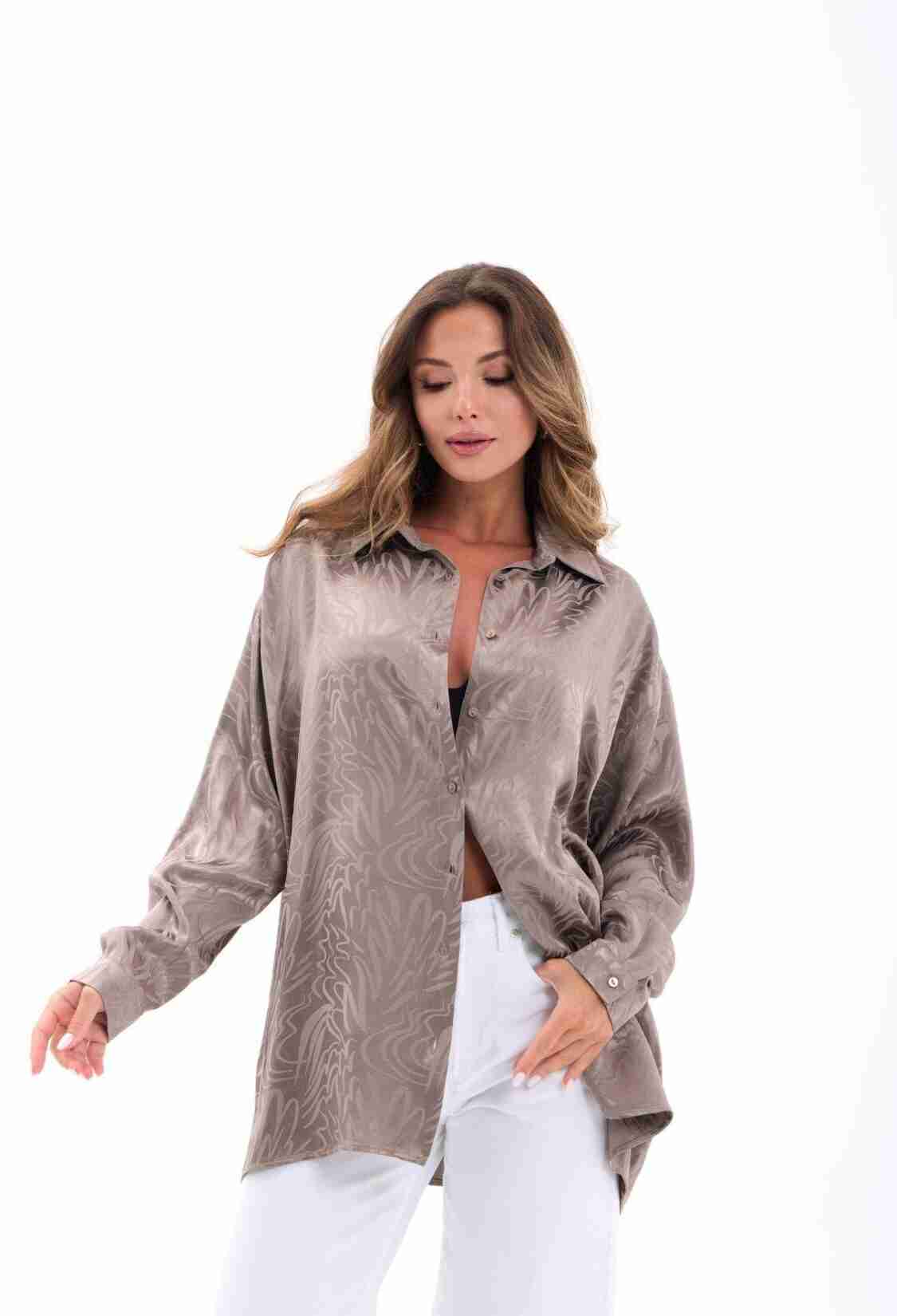 Beige Marble Casual Elegant Shirt - Brand: Fame - Women & Kids, Baby Clothes Wholesale - TheBS Women