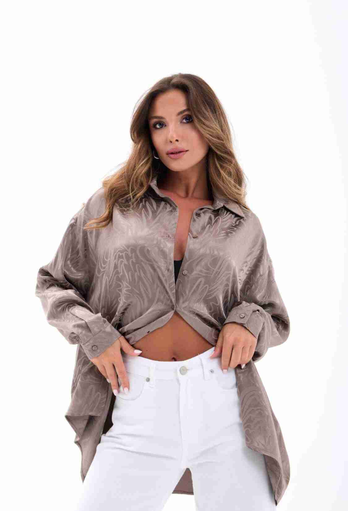 Beige Marble Casual Elegant Shirt - Brand: Fame - Women & Kids, Baby Clothes Wholesale - TheBS Women