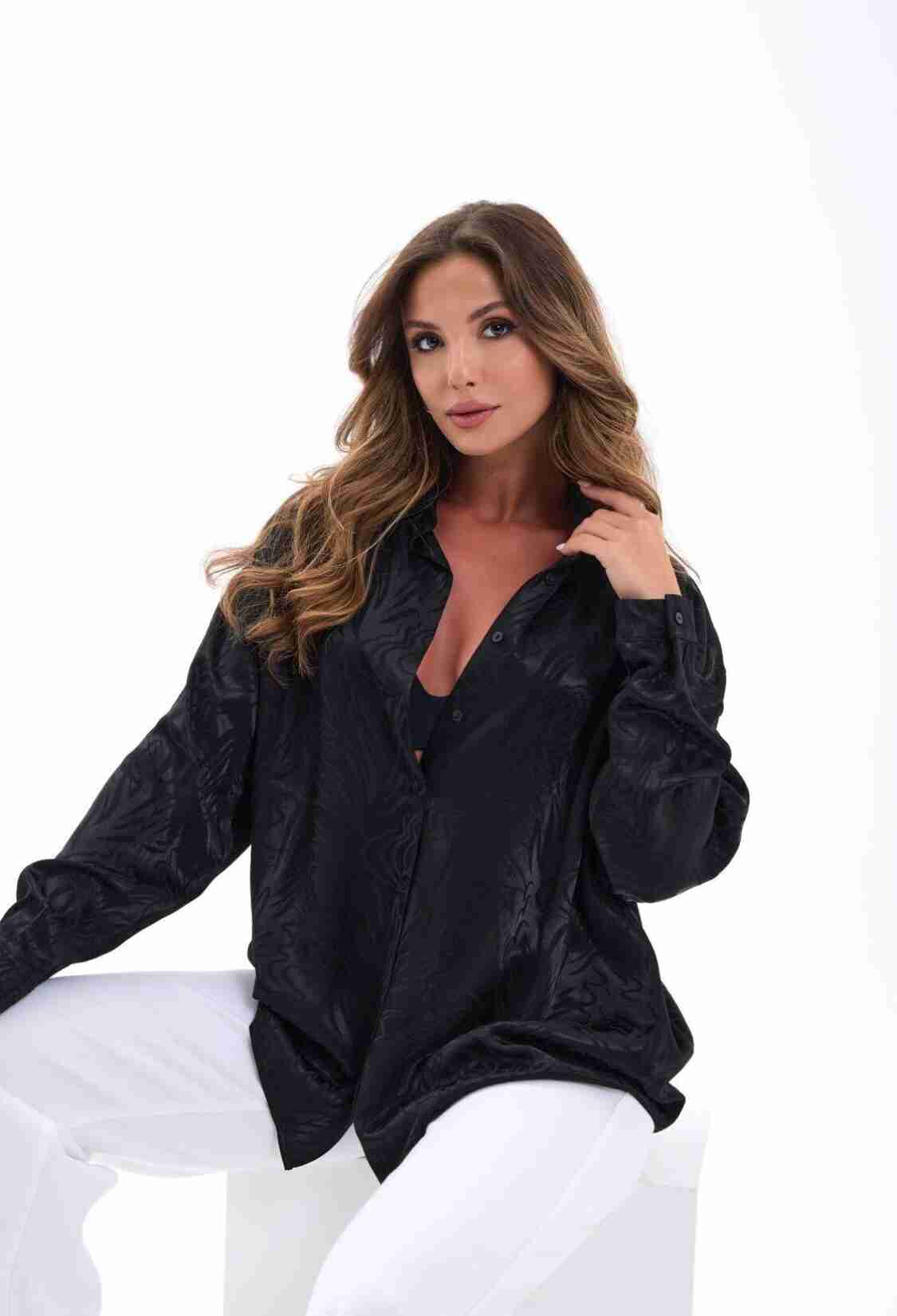 Elegant Animal Print Oversized Shirt - Brand: Fame - Women & Kids, Baby Clothes Wholesale - TheBS Women
