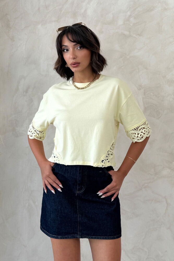 Beige Casual Elegant Tshirt Half Sleeve Regular Fit - Brand: Topshow - Women & Kids, Baby Clothes Wholesale - TheBS Women