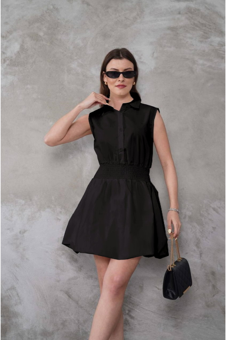 Sleeveless Notched Neck Shirt Mini Dress - Brand: My Jest Fashion - Women & Kids, Baby Clothes Wholesale - TheBS Women