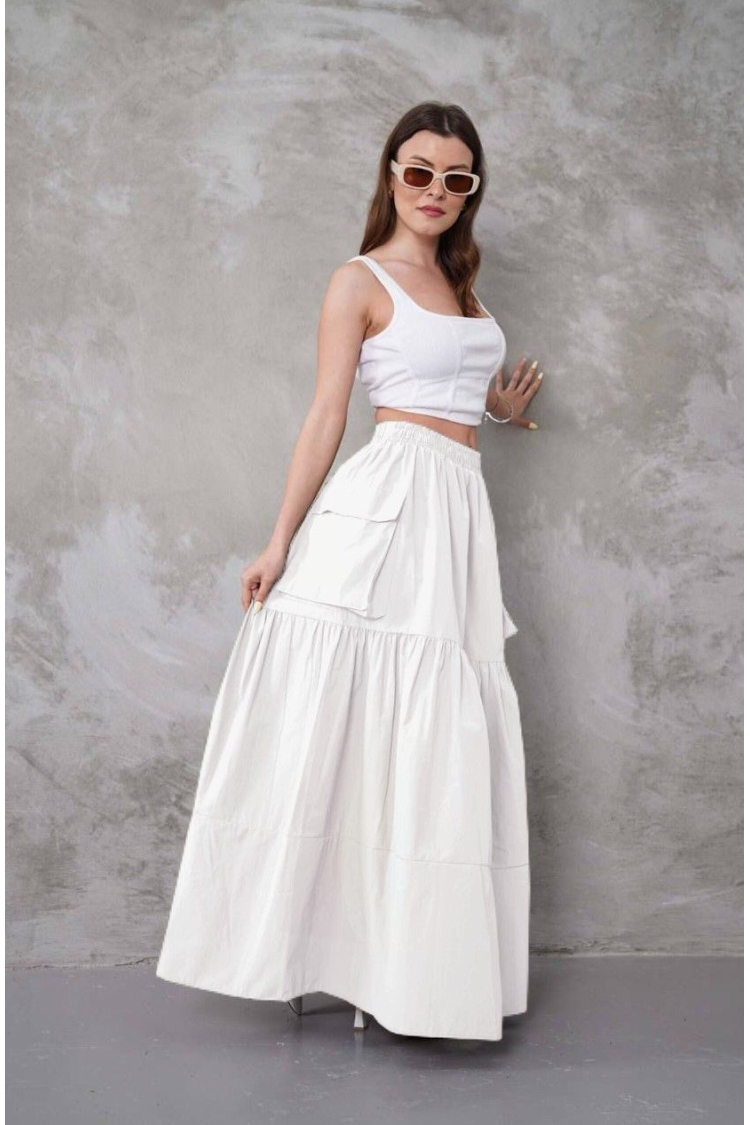 Elegant Layered Maxi Skirt With Flap Pocket - Brand: My Jest Fashion - Women & Kids, Baby Clothes Wholesale - TheBS Women