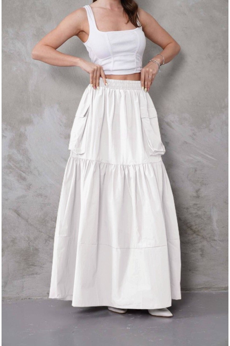 Elegant Layered Maxi Skirt With Flap Pocket - Brand: My Jest Fashion - Women & Kids, Baby Clothes Wholesale - TheBS Women