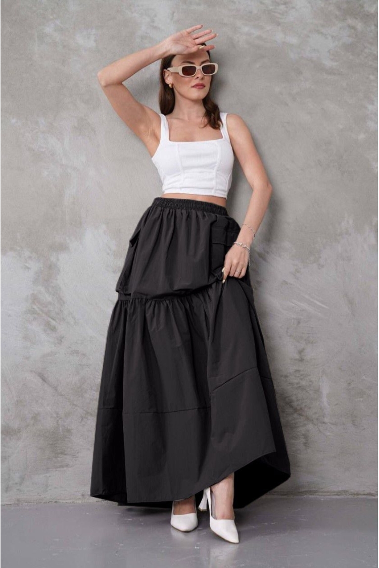 Layered Maxi Skirt With Flap Pockets - Brand: My Jest Fashion - Women & Kids, Baby Clothes Wholesale - TheBS Women