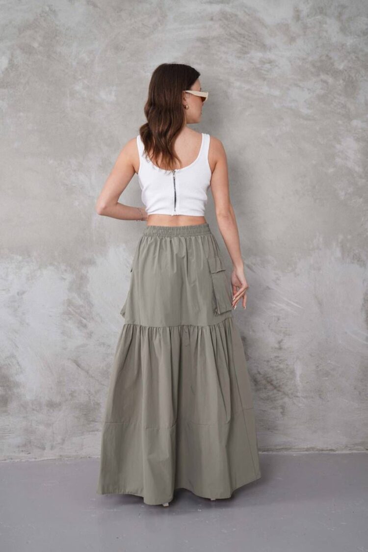 Layered Maxi Skirt With Flap Pockets - Brand: My Jest Fashion - Women & Kids, Baby Clothes Wholesale - TheBS Women