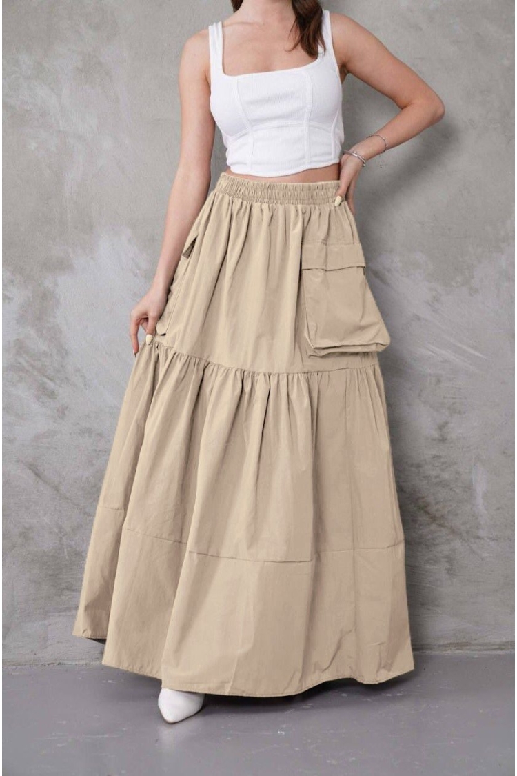 Layered Maxi Skirt With Flap Pockets - Brand: My Jest Fashion - Women & Kids, Baby Clothes Wholesale - TheBS Women