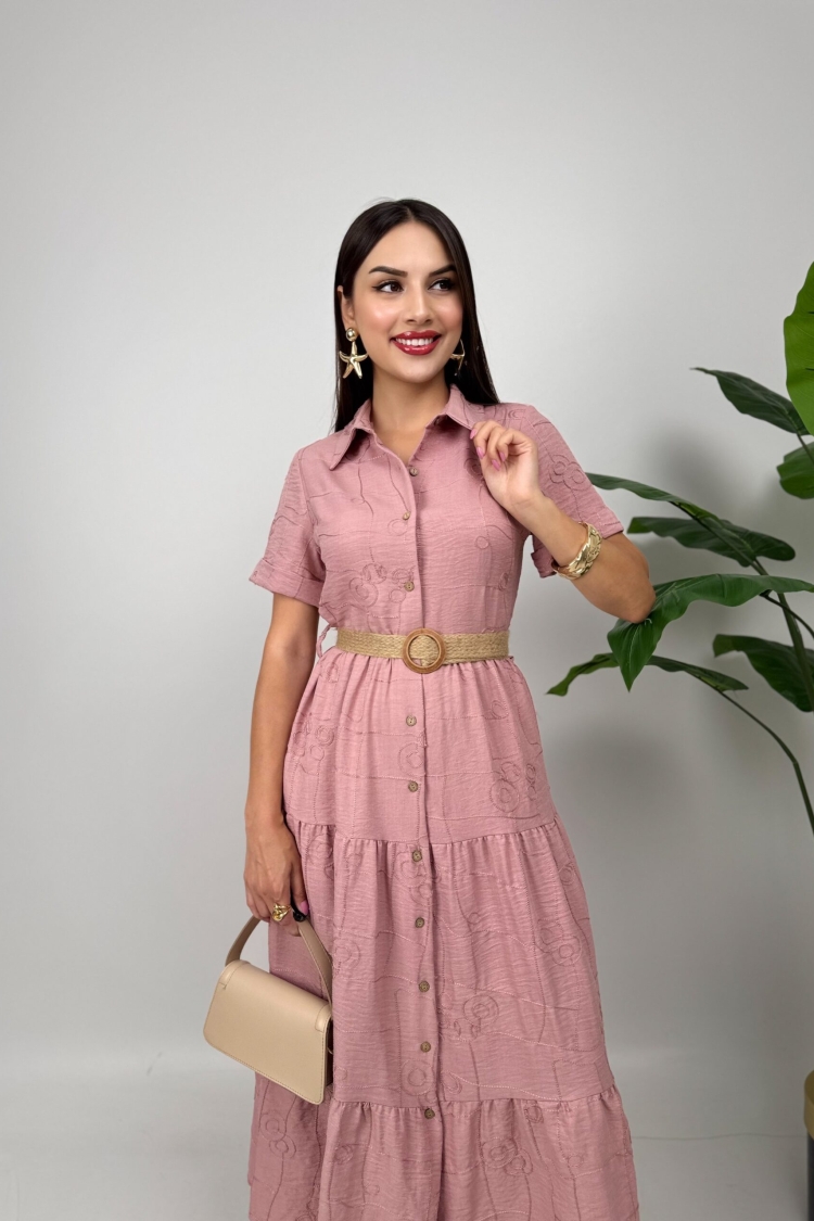 Floral Maxi Shirt Dress With Shawl Collar - Brand: Miss Janell - Women & Kids, Baby Clothes Wholesale - TheBS Women