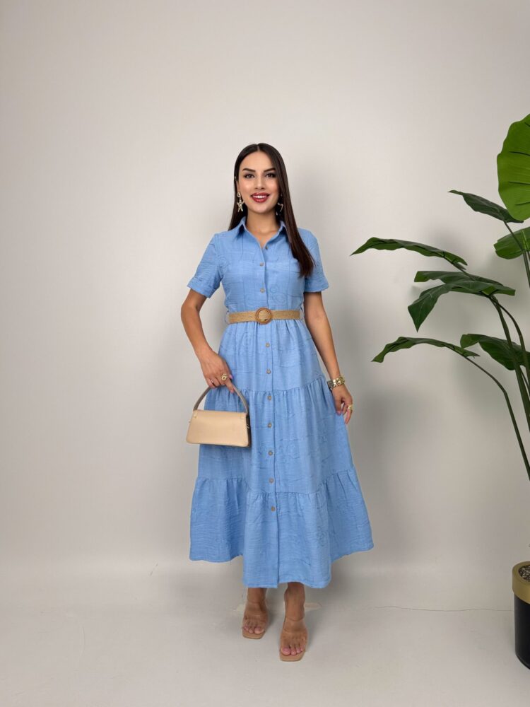 Casual Maxi Shirt Dress With Notched Neck - Brand: Miss Janell - Women & Kids, Baby Clothes Wholesale - TheBS Women