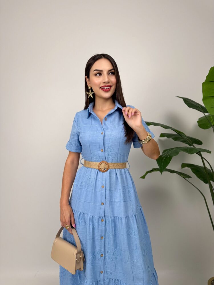 Casual Maxi Shirt Dress With Notched Neck - Brand: Miss Janell - Women & Kids, Baby Clothes Wholesale - TheBS Women
