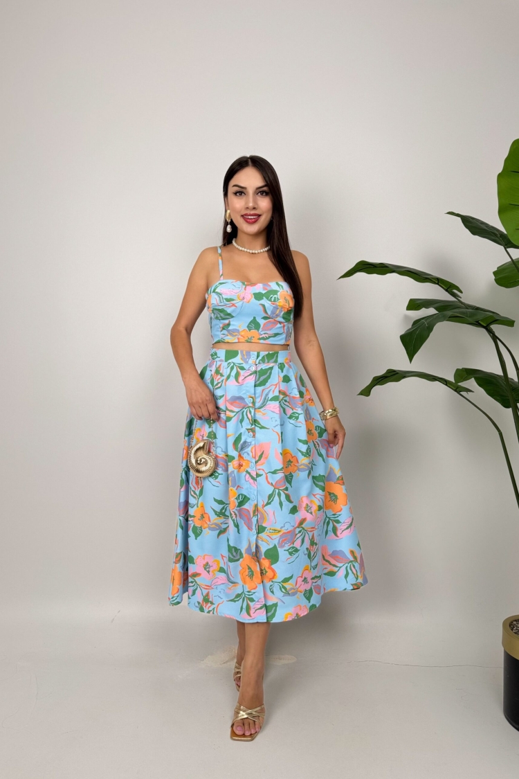 Floral Sleeveless Square Neck Midi Dress - Brand: Miss Janell - Women & Kids, Baby Clothes Wholesale - TheBS Women