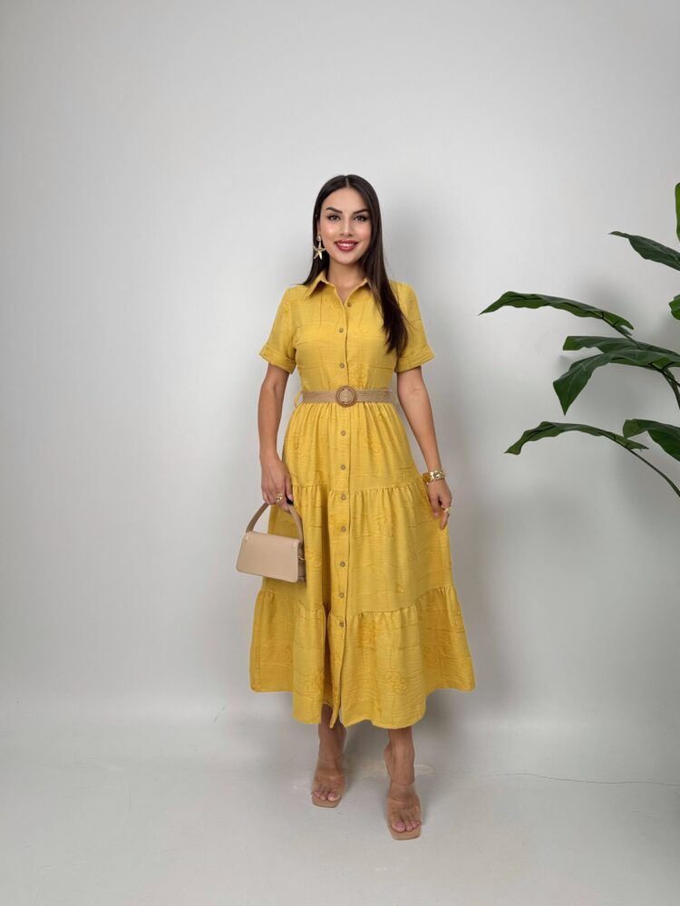 Shirt Dress With Notched Neck And Short Sleeves - Brand: Miss Janell - Women & Kids, Baby Clothes Wholesale - TheBS Women