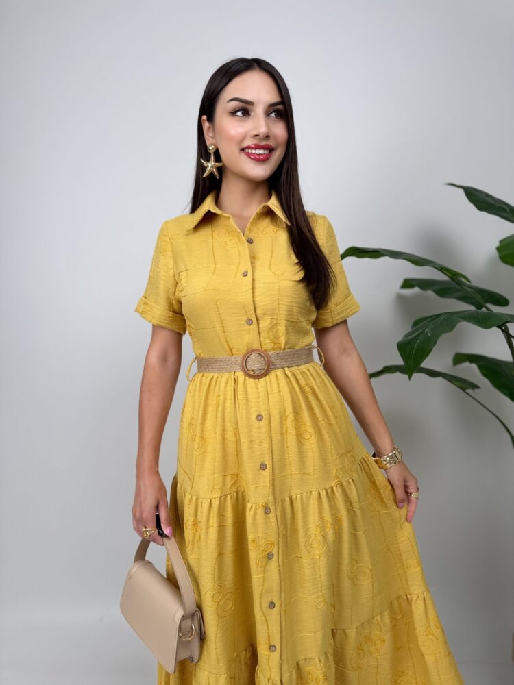 Shirt Dress With Notched Neck And Short Sleeves - Brand: Miss Janell - Women & Kids, Baby Clothes Wholesale - TheBS Women