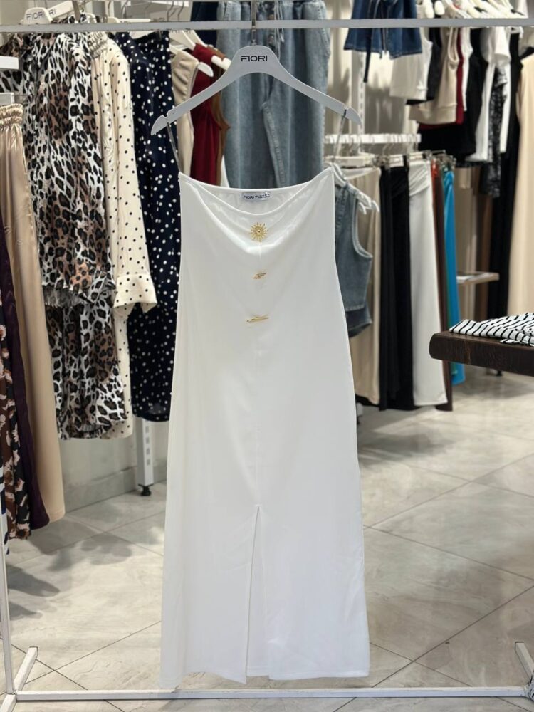 White Elegant Sleeveless Off Shoulder Neck Slip Dress - Brand: Fiori - Women & Kids, Baby Clothes Wholesale - TheBS Women