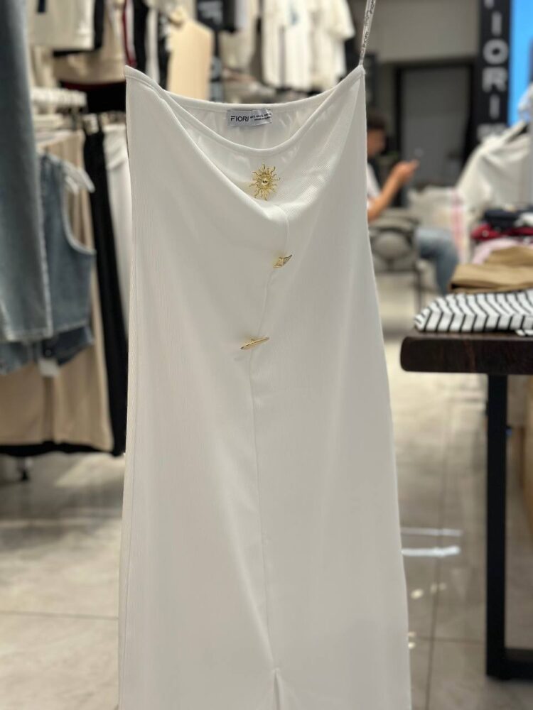 White Elegant Sleeveless Off Shoulder Neck Slip Dress - Brand: Fiori - Women & Kids, Baby Clothes Wholesale - TheBS Women
