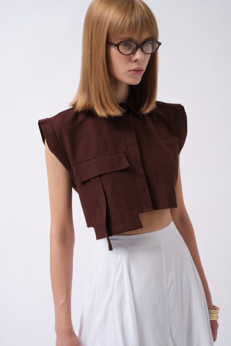Slim Fit Polo Neck Crop Shirt - Brand: Black Fashion - Women & Kids, Baby Clothes Wholesale - TheBS Women