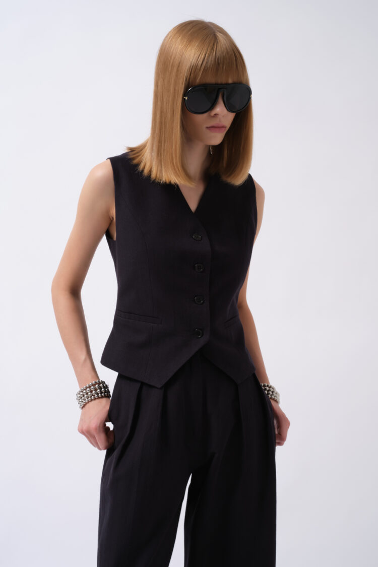 Black Formal Slim Fit Buttoned Vest - Brand: Black Fashion - Women & Kids, Baby Clothes Wholesale - TheBS Women