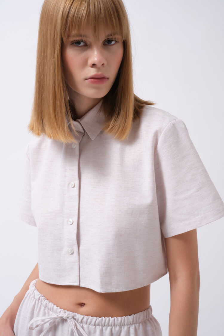 Casual Polo Neck Crop Shirt - Brand: Black Fashion - Women & Kids, Baby Clothes Wholesale - TheBS Women