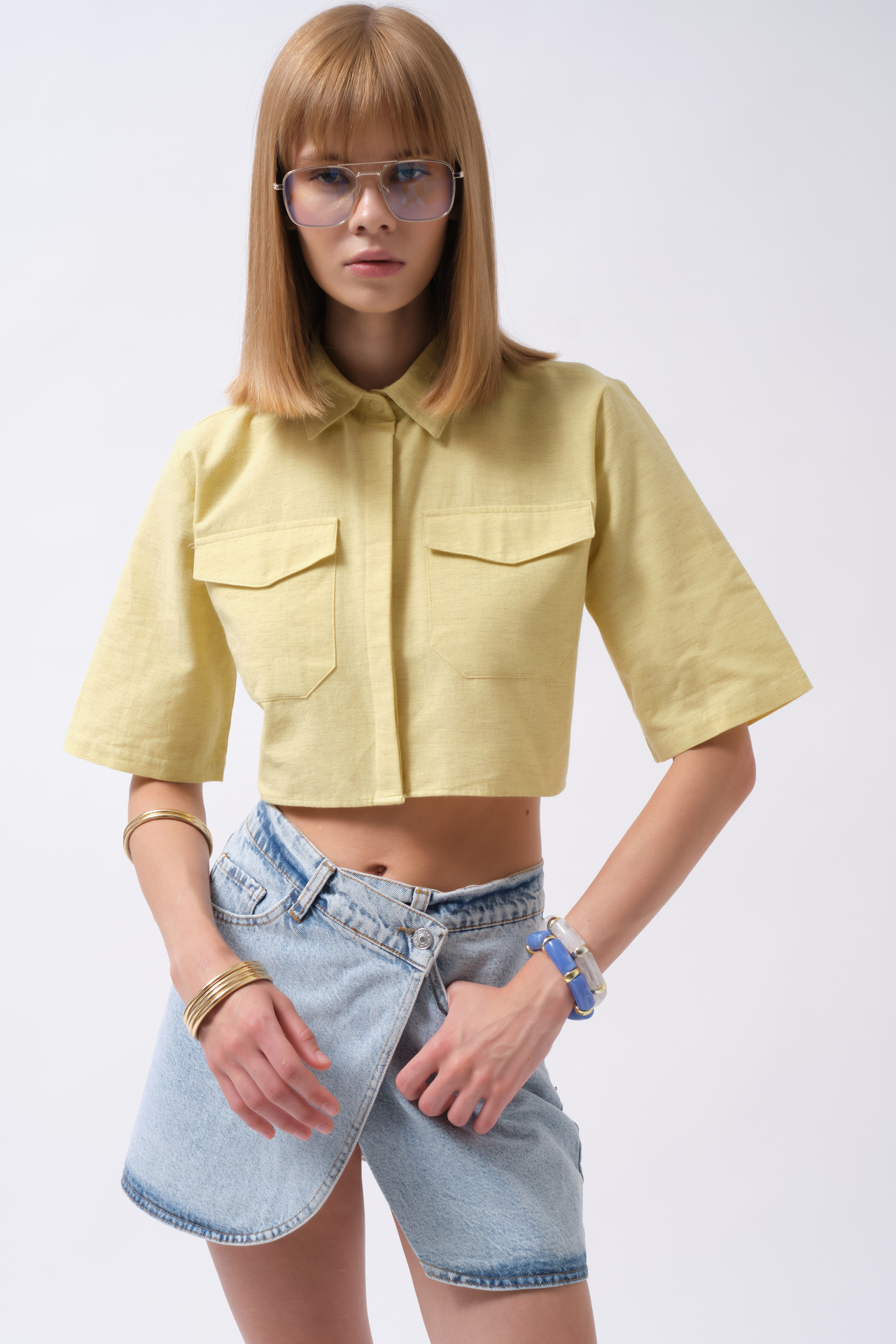 Casual Polo Neck Crop Shirt - Brand: Black Fashion - Women & Kids, Baby Clothes Wholesale - TheBS Women