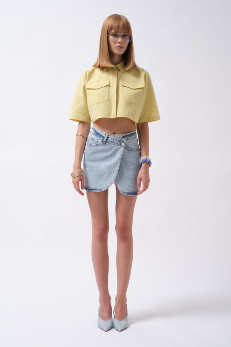 Casual Polo Neck Crop Shirt - Brand: Black Fashion - Women & Kids, Baby Clothes Wholesale - TheBS Women