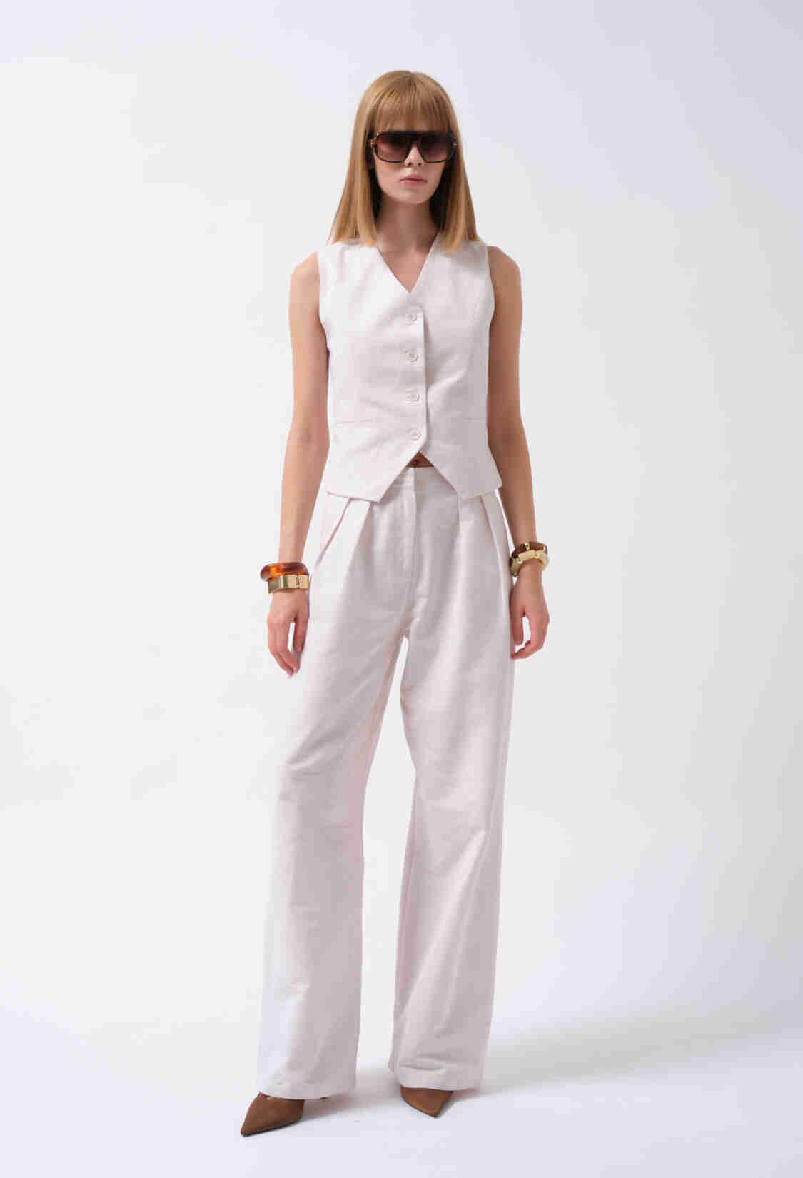 Beige Slim Fit Formal Elegant Vintage Preppy Casual Retro Vest With Buttoned Closure And Straight Pocket - Brand: Black Fashion - Women & Kids, Baby Clothes Wholesale - TheBS Women