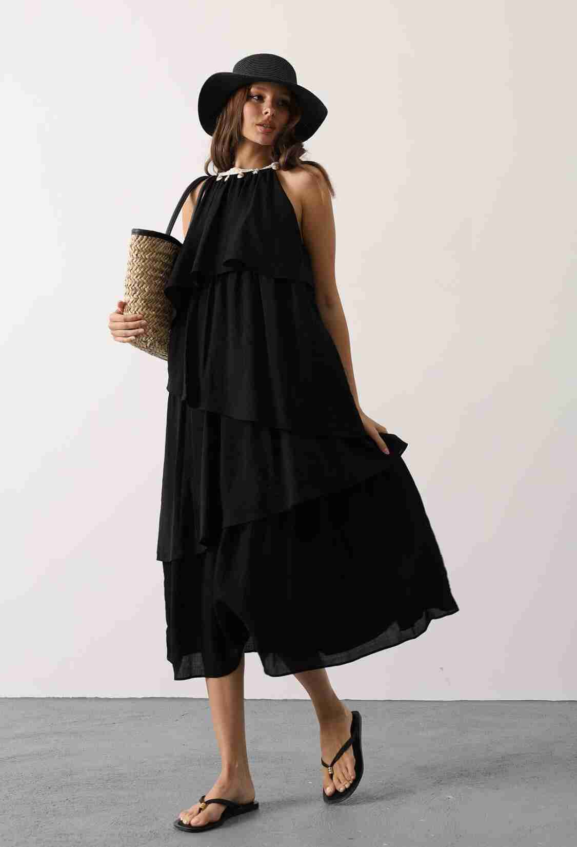 Boho Maxi Halter Neck Smock Dress - Brand: Reyon - Women & Kids, Baby Clothes Wholesale - TheBS Women