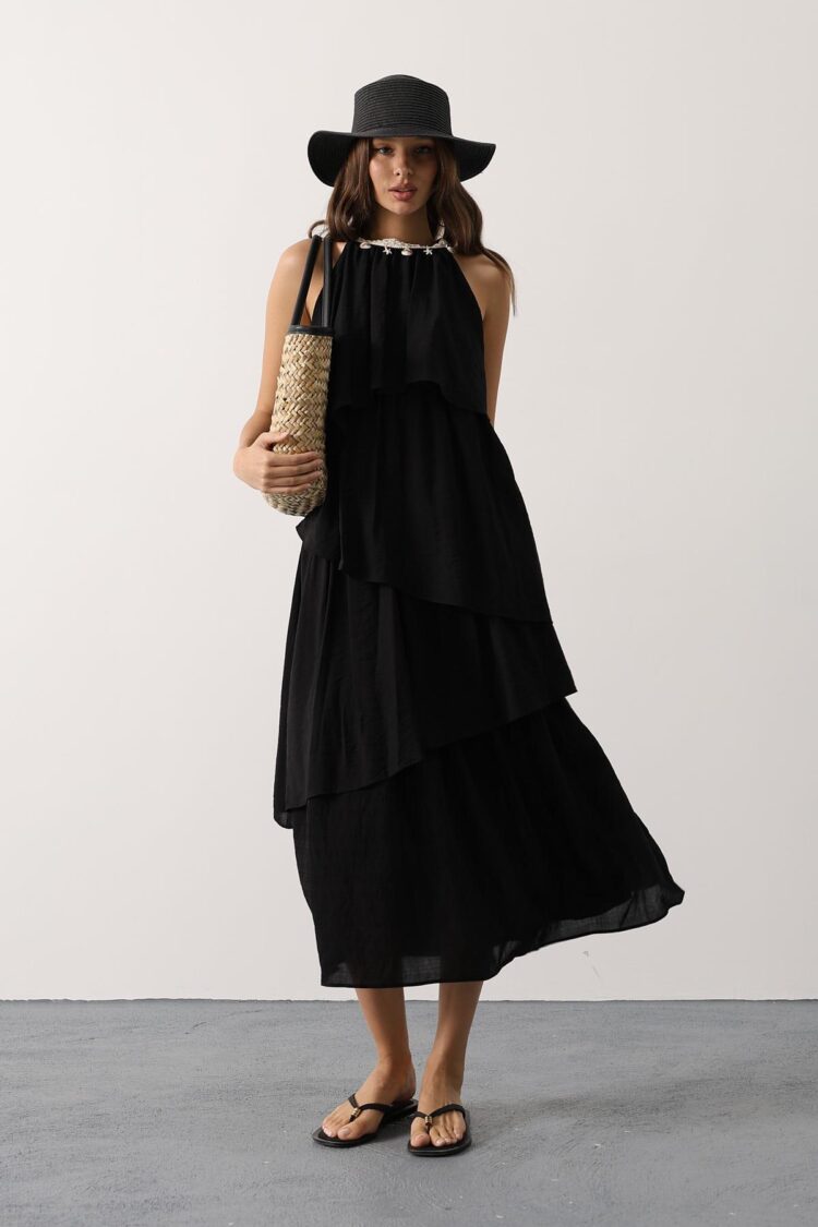 Boho Maxi Halter Neck Smock Dress - Brand: Reyon - Women & Kids, Baby Clothes Wholesale - TheBS Women