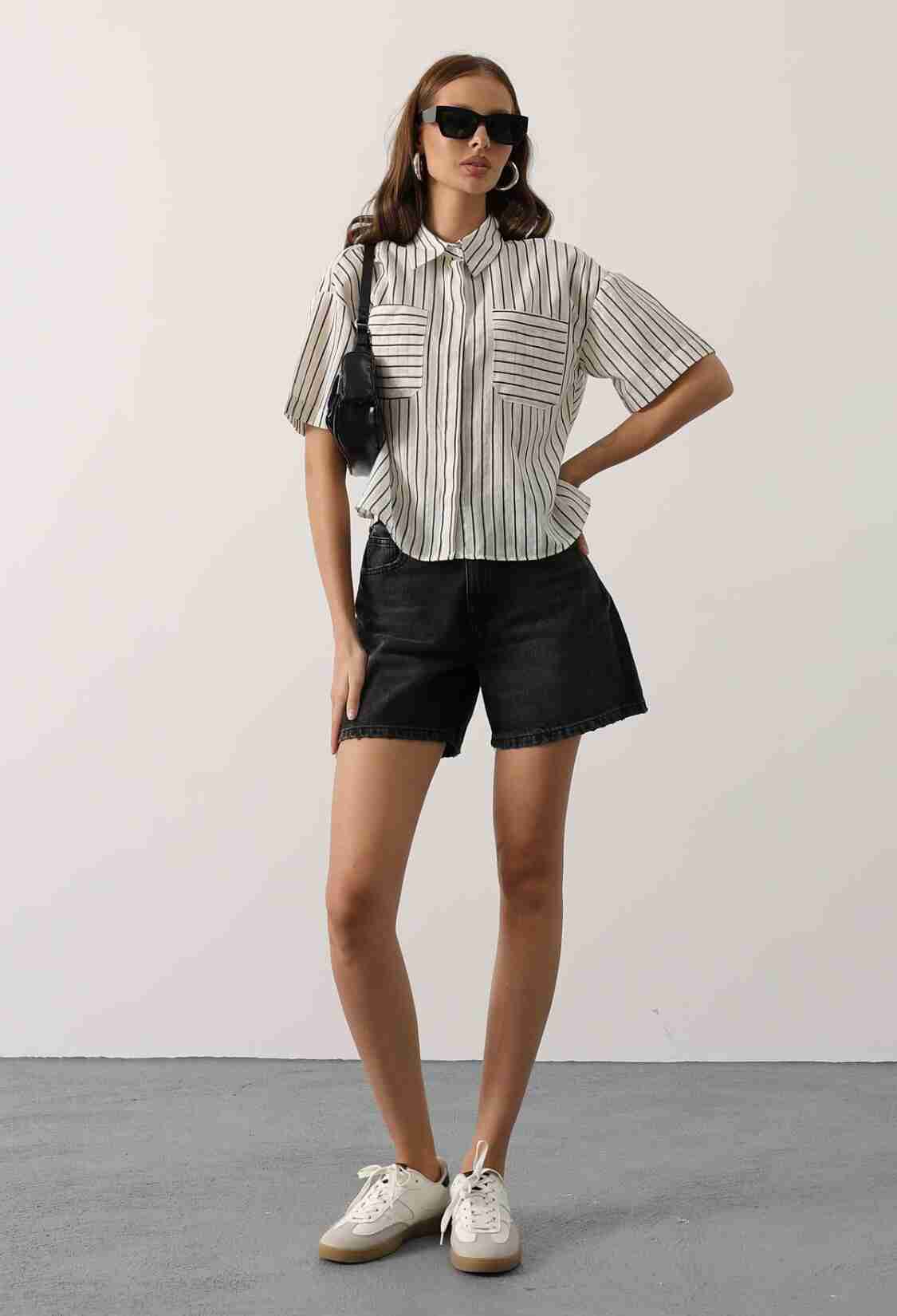 White Casual Striped Polo Neck Shirt - Brand: Reyon - Women & Kids, Baby Clothes Wholesale - TheBS Women