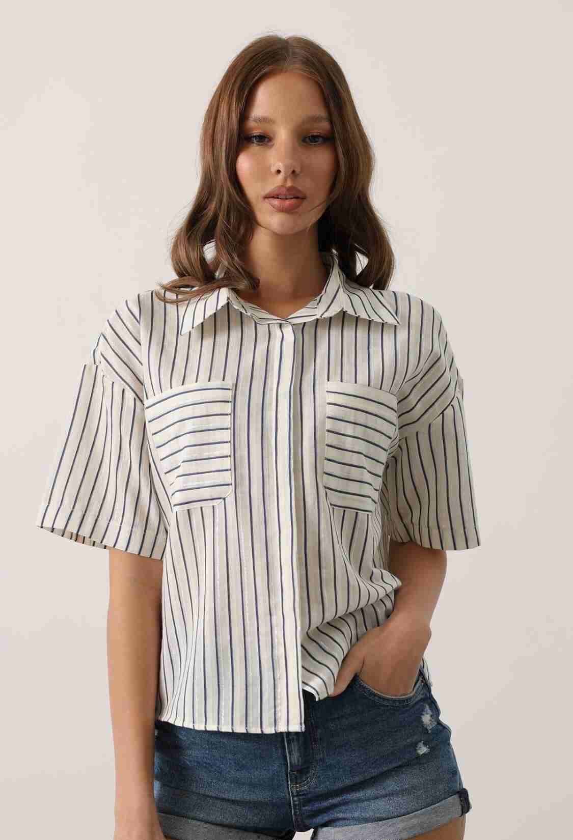White Striped Casual Formal Shirt - Brand: Reyon - Women & Kids, Baby Clothes Wholesale - TheBS Women