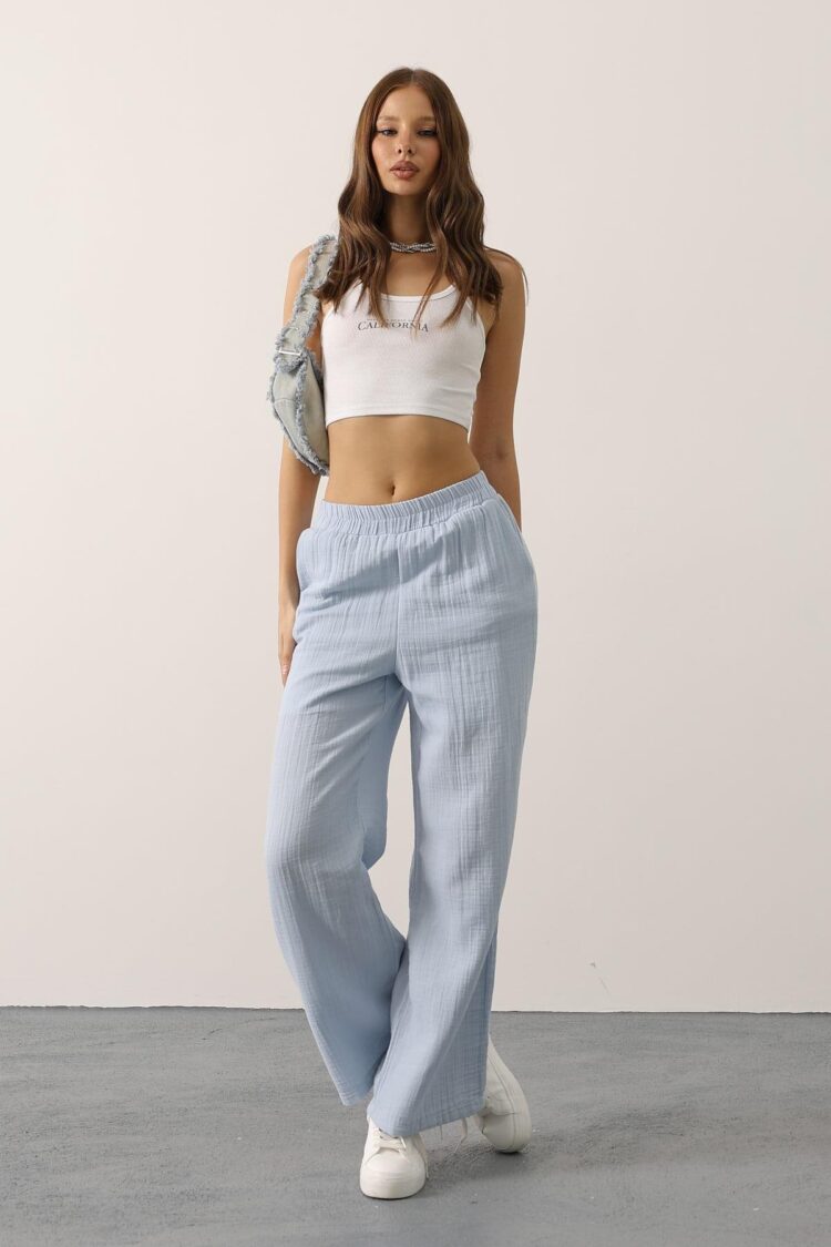 Blue Palazzo Casual Sport Pants - Brand: Reyon - Women & Kids, Baby Clothes Wholesale - TheBS Women