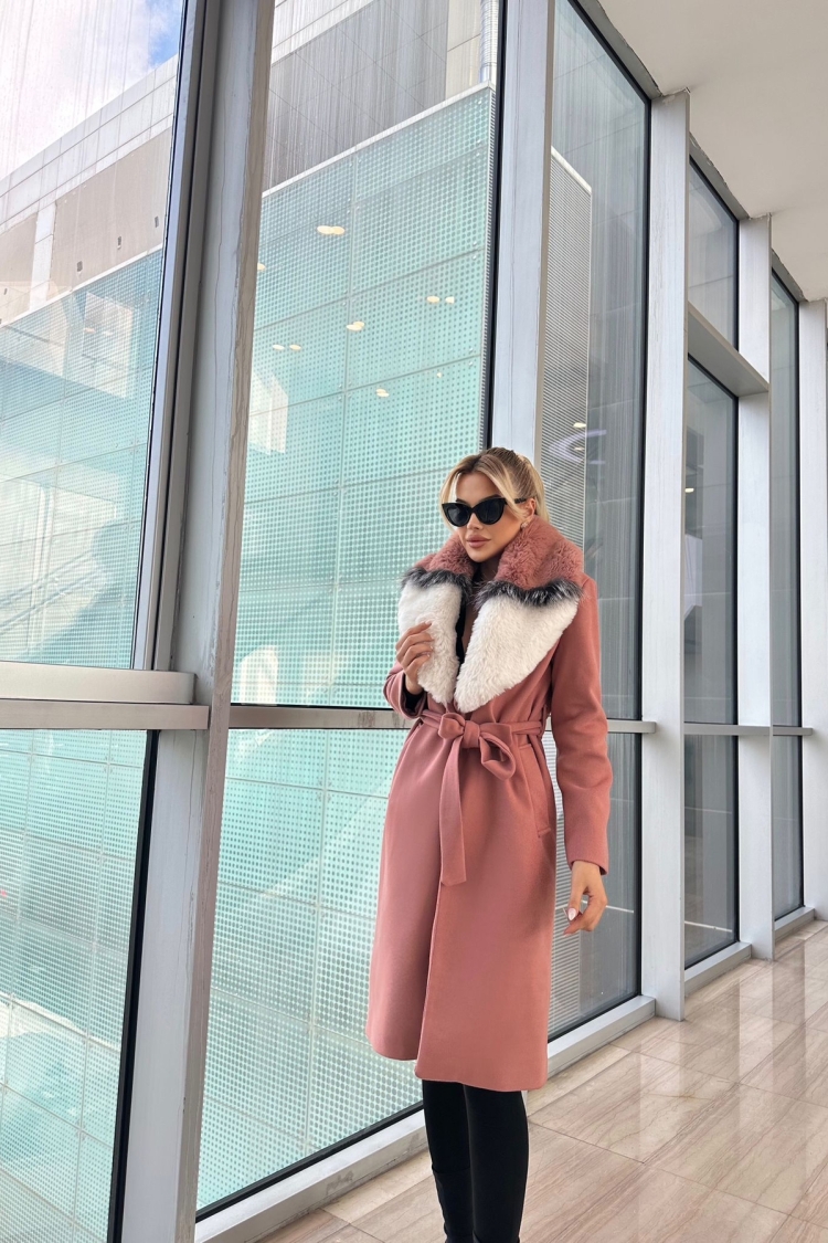 Pink Elegant Long Wrapover Coat - Brand: My Jest Fashion - Women & Kids, Baby Clothes Wholesale - TheBS Women