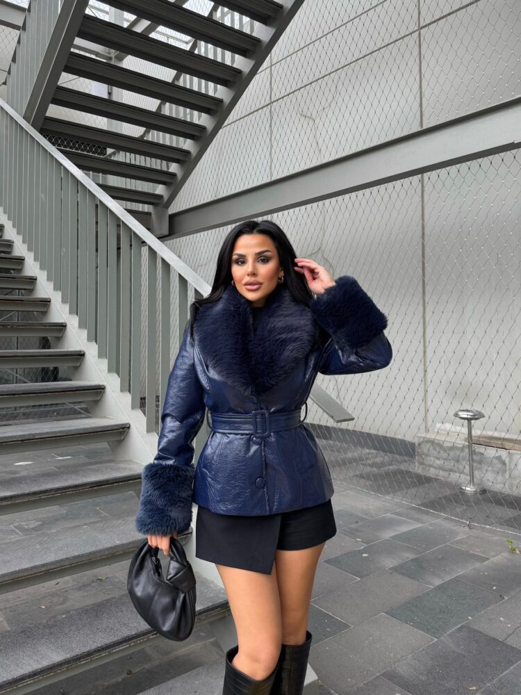 NavyElegant Wrapover Fur Coat - Brand: My Jest Fashion - Women & Kids, Baby Clothes Wholesale - TheBS Women