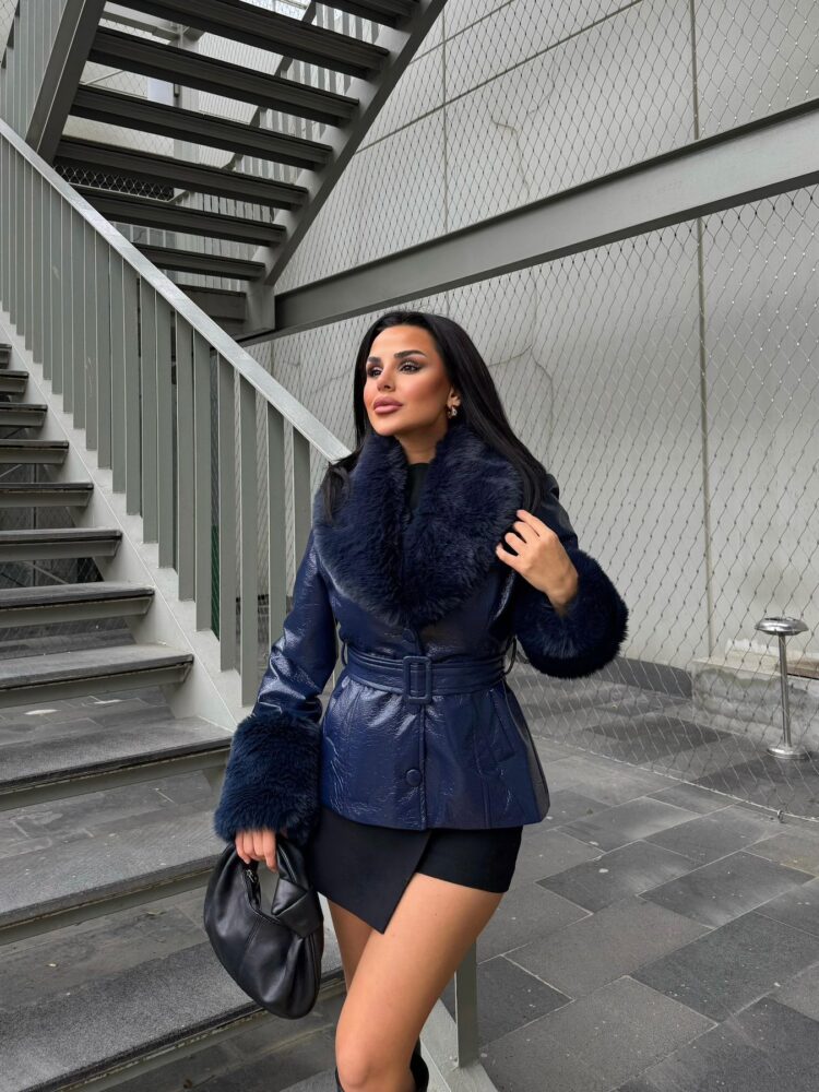 NavyElegant Wrapover Fur Coat - Brand: My Jest Fashion - Women & Kids, Baby Clothes Wholesale - TheBS Women