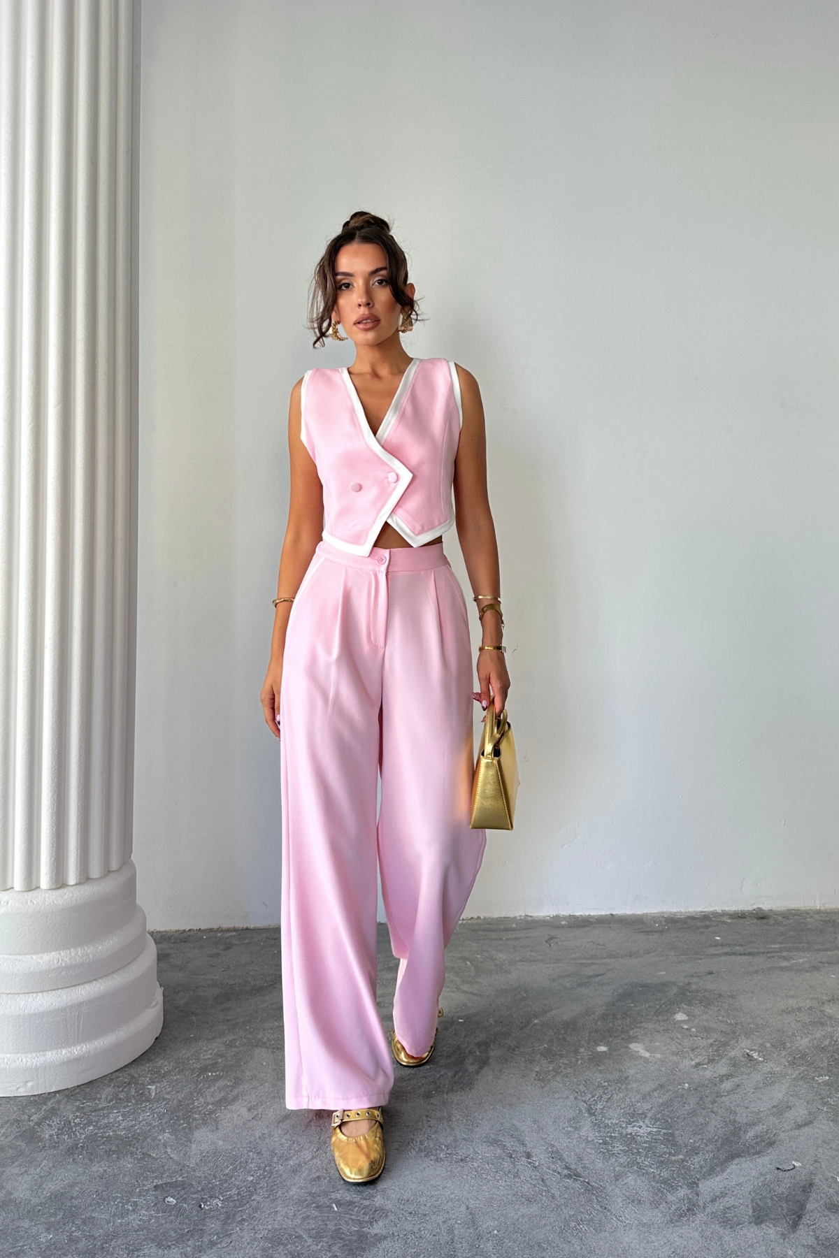 Crop Vest Asymmetric Joint - Trousers Set - Brand: Ello - Women & Kids, Baby Clothes Wholesale - TheBS Women